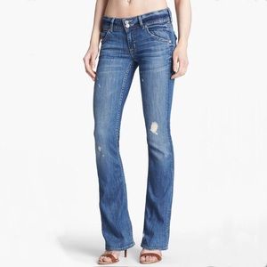 Husdon Distressed Tencel Signature Bootcut Jeans